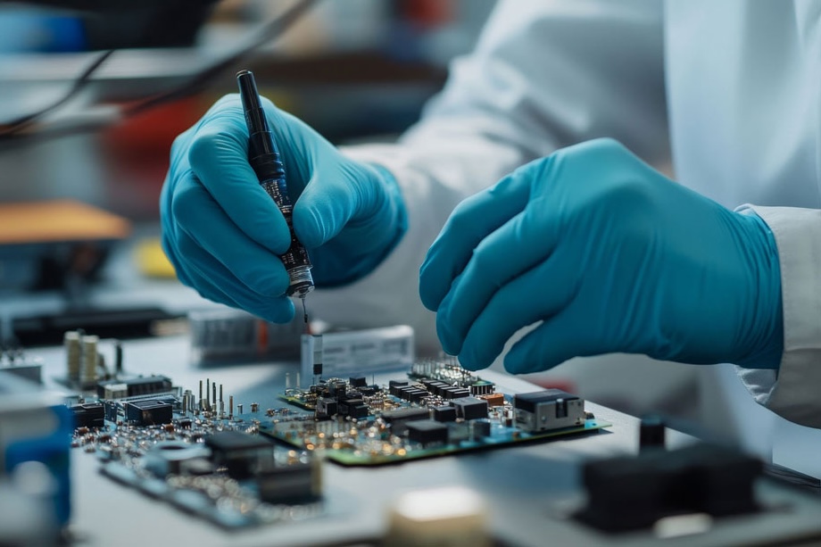 Klinisch saubere Arbeit an einer Platine