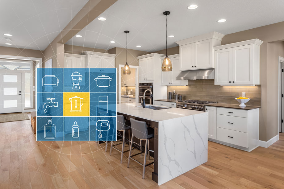 Futuristische Küche eines Smarthomes.